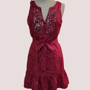 White House Black Market Sleeveless V-Neck Beaded Floral Dress